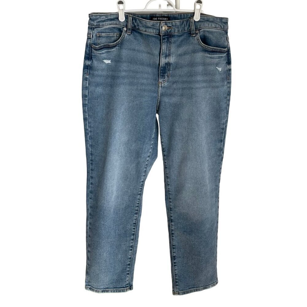 Joe Fresh + High Rise Straight Leg Medium Wash Jeans Denim Womens 16, 28' Inseam